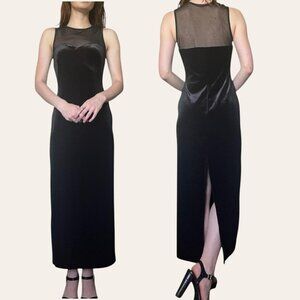 All That Jazz 90s vintage black velvet mesh neckline prom formal dress